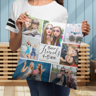 Modern BEST FRIENDS FOREVER 7 Photo Collage Cushion