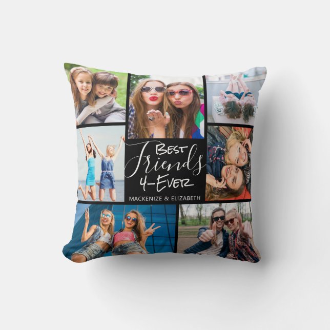 Modern BEST FRIENDS FOREVER 7 Photo Collage Throw  Cushion (Front)