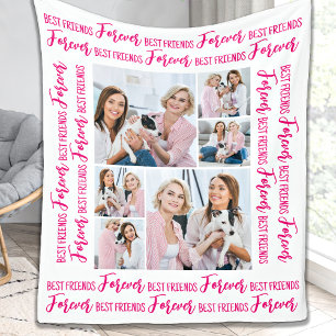 Modern BEST FRIENDS FOREVER Custom 6 Photo Fleece Blanket