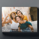 Modern Best Friends Forever Friendship  Plaque<br><div class="desc">Celebrate your unbreakable bond with this cute and simple custom friendship photo display for best friends. This stylish BFF plaque features your favourite horizontal photo with “besties” elegantly overlaid in white lettering. A perfect keepsake for women, this plaque makes a thoughtful graduation gift or a meaningful way to cherish special...</div>