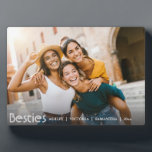 Modern Best Friends Forever Friendship  Plaque<br><div class="desc">Celebrate your unbreakable bond with this cute and simple custom friendship photo display for best friends. This stylish BFF plaque features your favourite horizontal photo with “besties” elegantly overlaid in white lettering. A perfect keepsake for women, this plaque makes a thoughtful graduation gift or a meaningful way to cherish special...</div>