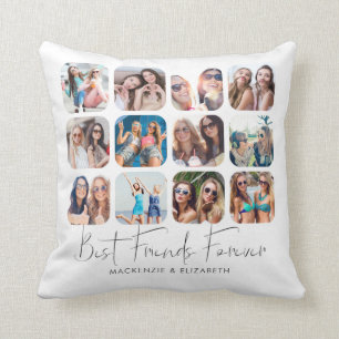 Modern Best Friends Forever Handwritten 12 Photo Cushion