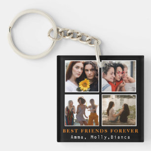 Modern Best Friends Forever Photo Collage Bestie Key Ring