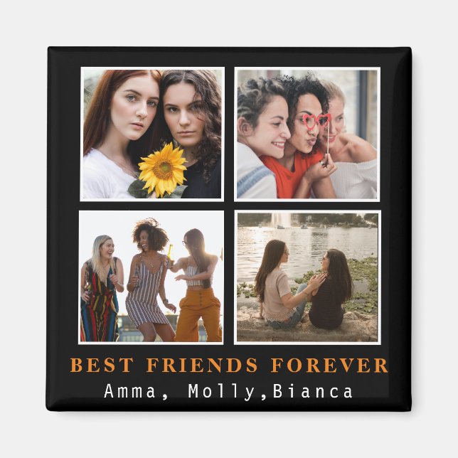 Modern Best Friends Forever Photo Collage | Bestie Magnet (Front)