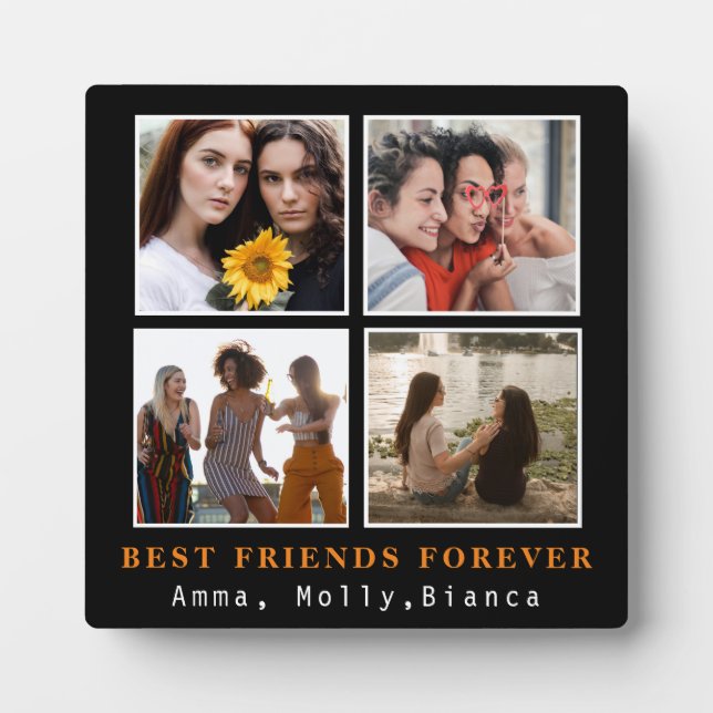 Modern Best Friends Forever Photo Collage | Bestie Plaque (Front)