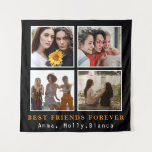 Modern Best Friends Forever Photo Collage Bestie Tapestry