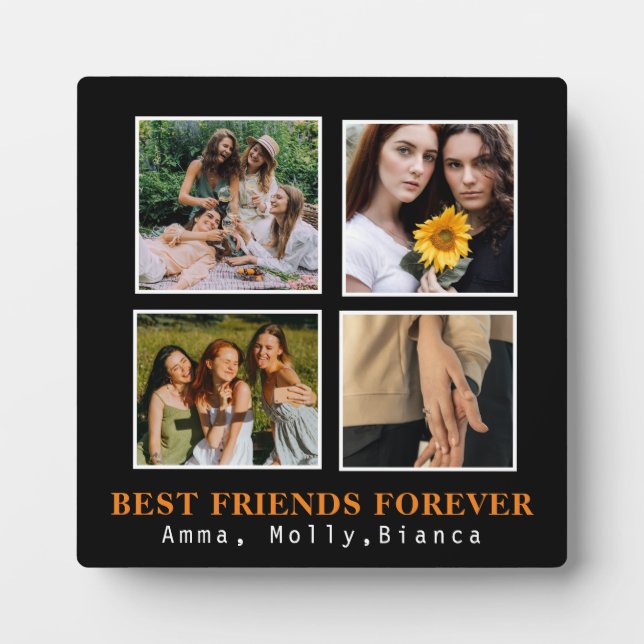 Modern Best Friends Forever Photo Collage Besties  Plaque (Front)