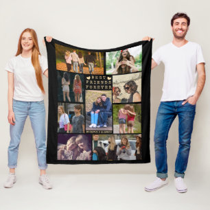Modern BEST FRIENDS FOREVER Photo Collage Fleece Blanket