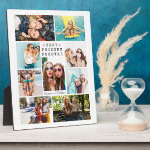 Modern BEST FRIENDS FOREVER Photo Collage White Plaque