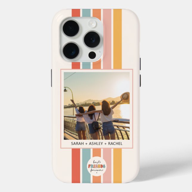 Modern Best Friends Forever Retro Custom Photo Case-Mate iPhone Case (Back)