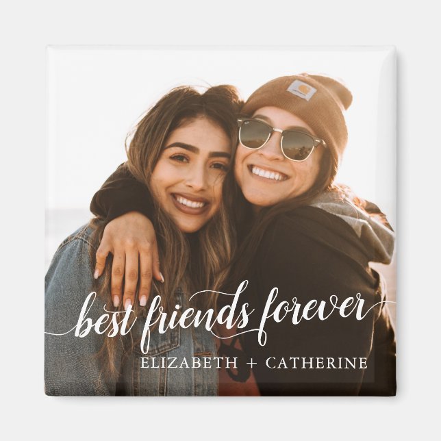 Modern Best Friends Forever Script Names 2 Photo Magnet (Front)
