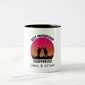Modern Best Friends Forever typography Two-Tone Coffee Mug