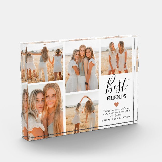 Modern Best Friends Grid Keepsake Gift  Photo Block (Left)