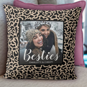 Modern Best Friends Leopard Print Photo Cushion