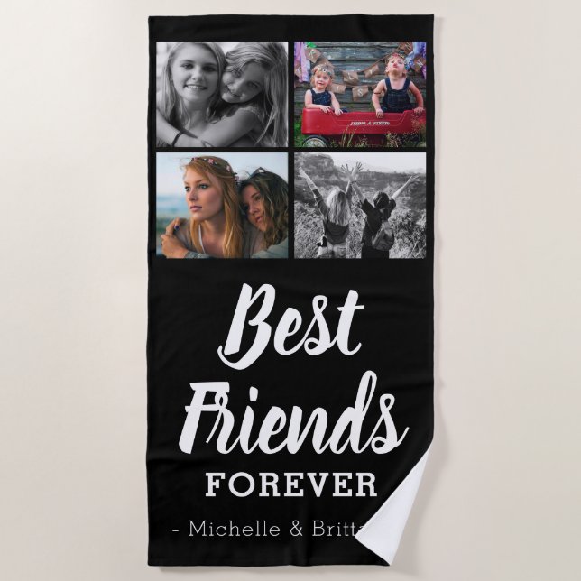 Modern Best Friends Photo Collage Beach Towel (Front)