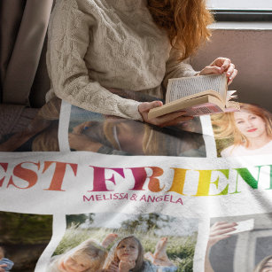 Modern Best Friends Photo Collage Fleece Blanket