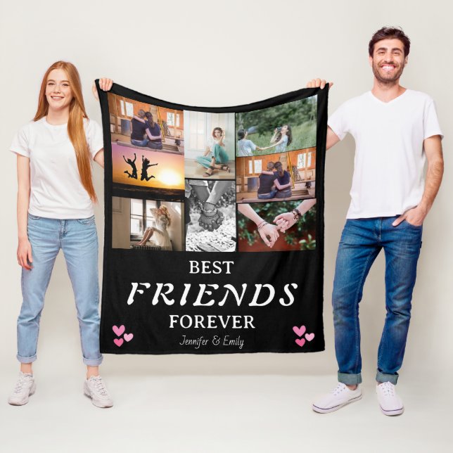 Modern best friends Photo Collage Fleece Blanket  (In Situ)