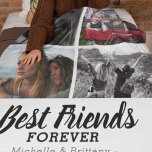 Modern Best Friends Photo Fleece Blanket<br><div class="desc">Friendship fleece blanket featuring 4 photos of you and your bestie,  with the title "best friends forever",  and your names.</div>