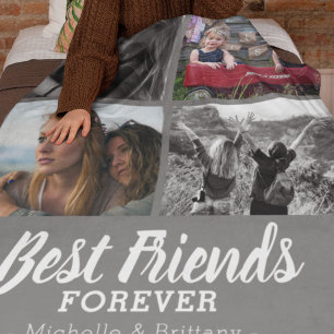 Modern Best Friends Photo   Grey Fleece Blanket