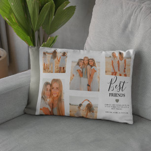 Modern Best Friends Photo Grid Keepsake Gift Lumbar Cushion