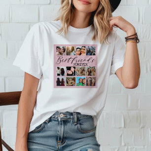 Modern Best Friends Pink Photo Collage  T-Shirt