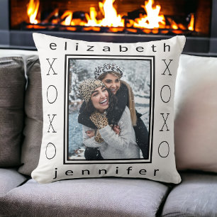 Modern Best Friends XOXO Personalised Photo Cushion