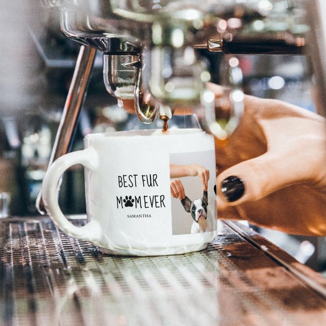 Modern Best Fur Mum Ever | Dog Photo Espresso Cup (Creator Uploaded)