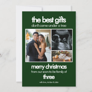 Modern Best Gifts Green Christmas Pregnancy Reveal Holiday Card