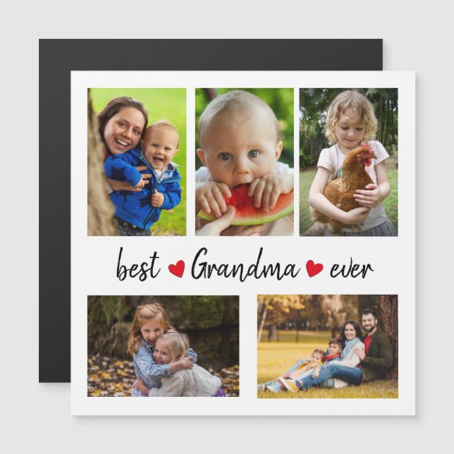 Modern Best Grandma Ever 5 Photo Custom  (Front/Back)