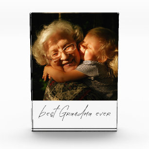 Modern Best Grandma Ever Custom Photo Gift Block