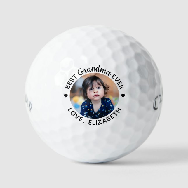 Modern Best Grandma Ever Personalised Photo Golf Balls (Front)