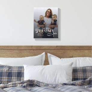 Modern Best Grandma Ever Photo Personalized Canvas Print