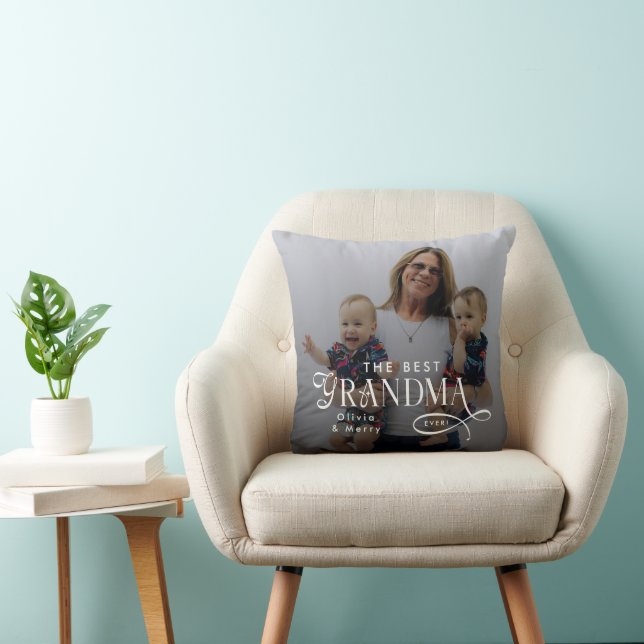 Modern Best Grandma Ever Photo Personalized Cushion (Chair)