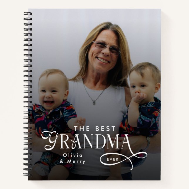 Modern Best Grandma Ever Photo Personalized Notebook (Front)