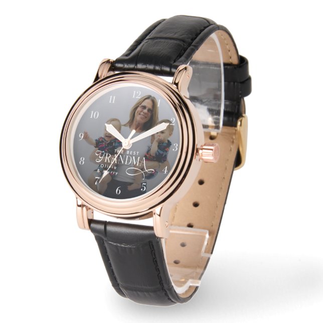 Modern Best Grandma Ever Photo Personalized Watch (Angle)