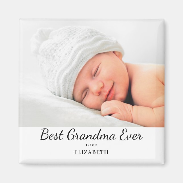 Modern Best Grandma Photo Name Magnet (Front)