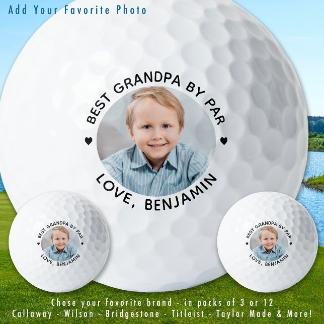 Modern Best GRANDPA By Par Personalised Photo Golf Balls (Creator Uploaded)