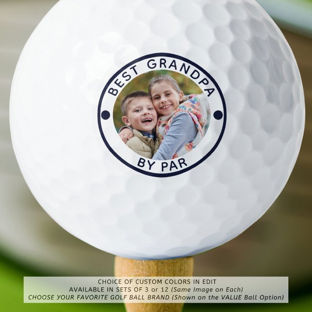 Modern BEST GRANDPA BY PAR Photo Golf Balls (Creator Uploaded)
