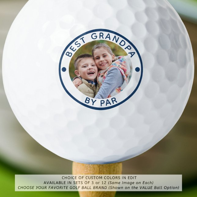 Modern BEST GRANDPA BY PAR Photo Golf Balls (Creator Uploaded)