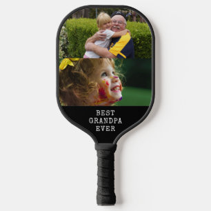 Modern Best Grandpa Ever 2 Photo Collage Pickleball Paddle