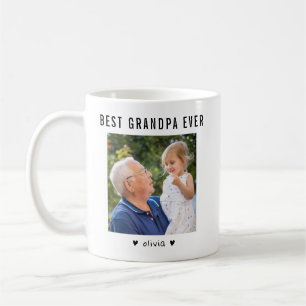 Modern Best Grandpa Ever 2 Photo Personalised Coffee Mug