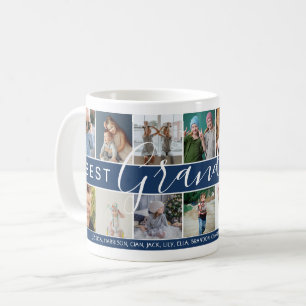 Modern Best Grandpa Ever Photo Collage & Names Coffee Mug