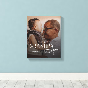 Modern Best GrandPa Ever Photo Personalized Canvas Print