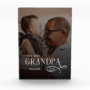 Modern Best GrandPa Ever Photo Personalized Gifts Block