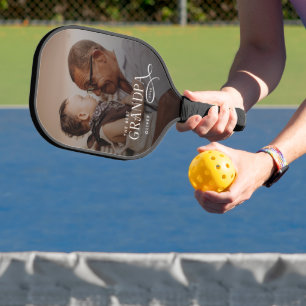 Modern Best GrandPa Ever Photo Personalized Pickleball Paddle