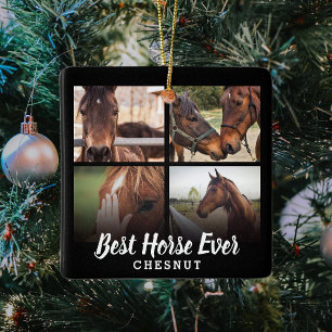 Modern Best Horse Ever Photo Collage   Equestrian Ceramic Ornament