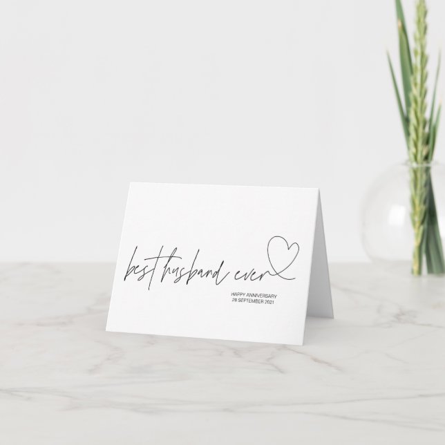 Modern Best Husband Ever Anniversary Gift for Him Card (Front)
