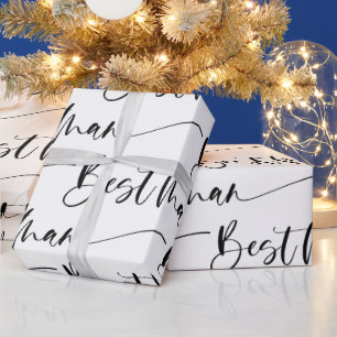 Modern Best Man Wrapping Paper in Black and White