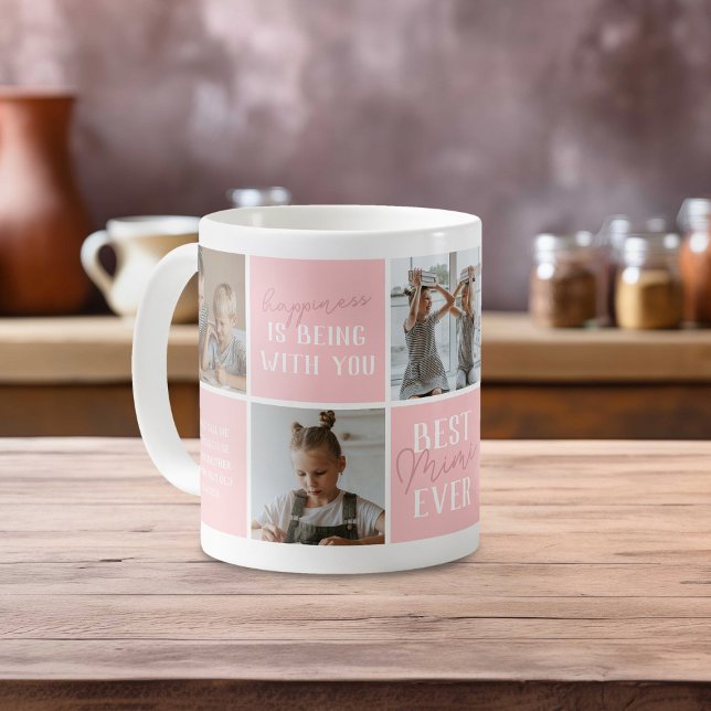 Modern Best Mimi Ever Photo Collage Pink Coffee Mug (Creator Uploaded)