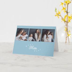 Modern Best Mom Ever 3 Photo Mother's Day  Card